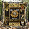 Hippie Sunflower Girl Quilt Blanket  Quilt